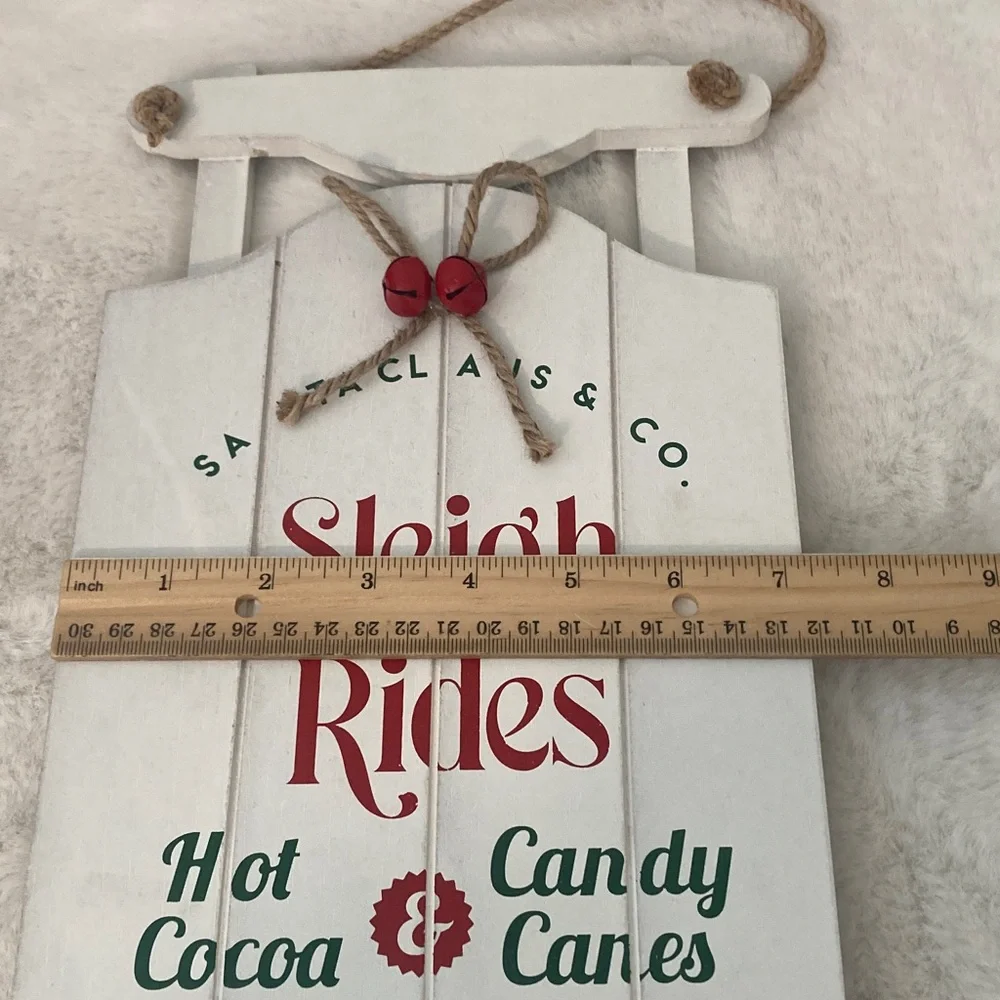 Target BP 2024 Christmas White Sleigh Rides Sign with Red Accents